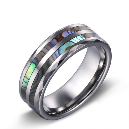Fashion Personality Tungsten Inlaid Shell Wide Men's Ring