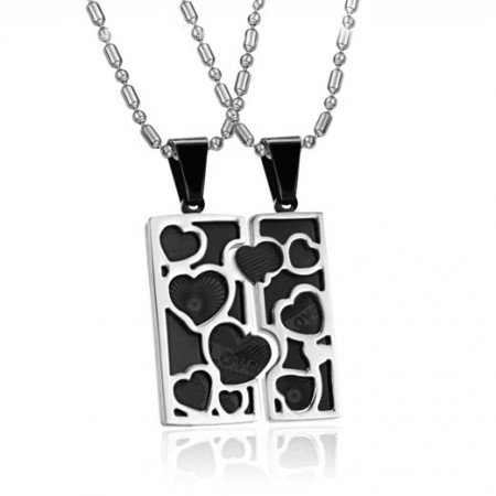 Fashion LOVE Jigsaw Stainless Steel Lover's Necklace(Price For a Pair)