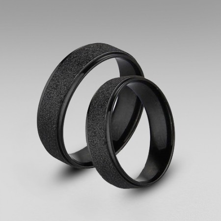 Black Matting Titanium Steel in Simple Style His and Hers Rings