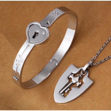 Couple Bracelet & Necklace Lock Set