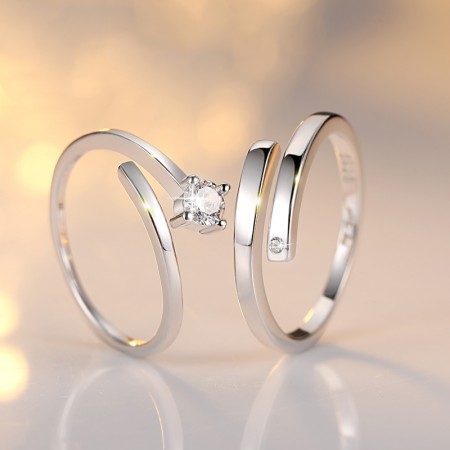 Romantic 925 Sterling Silver Lover's Adjustable Rings(Price for One Pair)