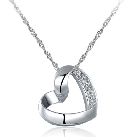 Simple And Stylish 925 Sterling Silver Heart-Shaped Women's Necklace
