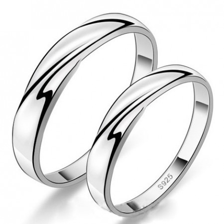 Simple Low-Key Creative Lettering 925 Sterling Silver Couple Rings 