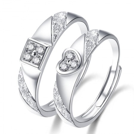 Adjustable 925 Sterling Silver With CZ Couple Rings For Lover(Price For a Pair)