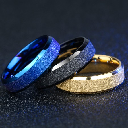 Titanium Steel Diagonal Men's Ring, Four Colors
