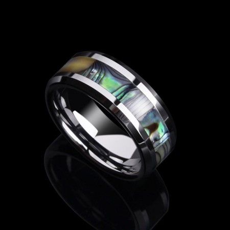 Shell Tungsten Rings Comfort Fit Mother of Peal Men Women Wedding Band 