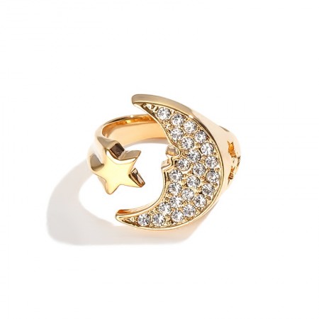 Fashion Star & Moon Golden Ring