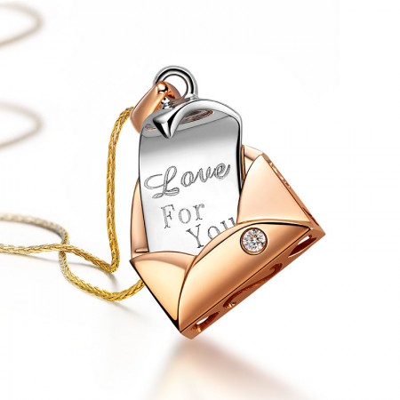 Creative Love Letter 18K Rose Gold Plated 925 Sterling Silver Necklace