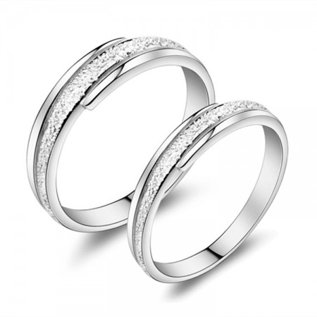 925 Silver Rhodium Infinite Love Frosted Lettering Couple Rings 