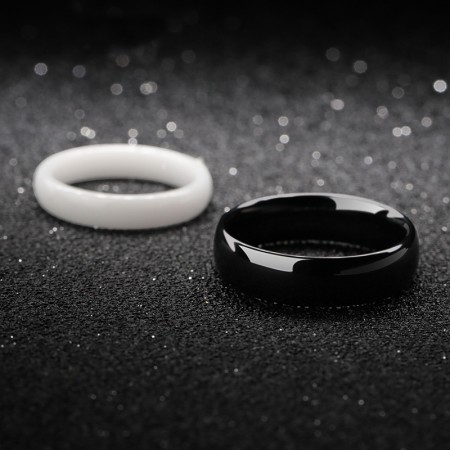 Simple White And Black Ceramic Ring Promise Rings