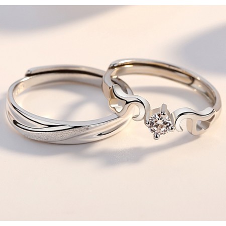 Meet My Love s925 Sterling Silver Lovers Couple Rings