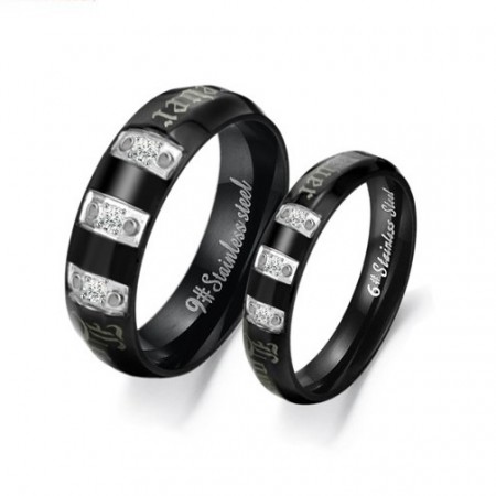 316L Titanium Steel Black Lover Rings(Price For a Pair)