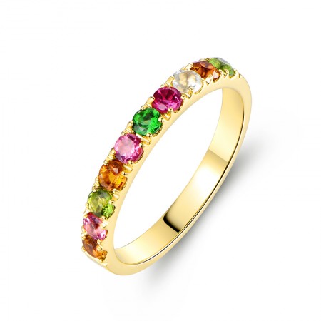Natural Tourmaline 18K Rose Gold / 18K Gold / PT950 Promise Ring For Women Wedding Ring