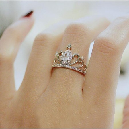 Fashionable Full Diamond Crown-Shape Lady’s Ring