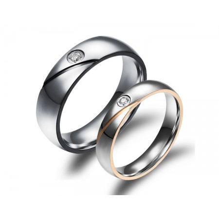 The New Diamond  Titanium Steel Couple Rings