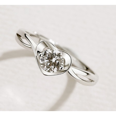Angel’s Love Heart-Shaped s925 Sterling Silver Engagement/Wedding Ring With Open Loop For Her