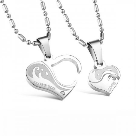 Romantic Heart-shaped Stainless Steel Lover's Necklace(Price For a Pair)