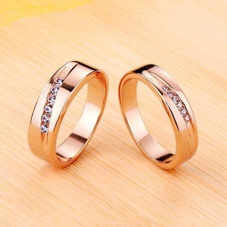 Rose Gold Promise Wedding Engagement 925 Sterling Silver Plated Platinum Couple Ring