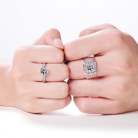 Compliments of Love Designer Platinum Couple Rings with Diamonds JL PT