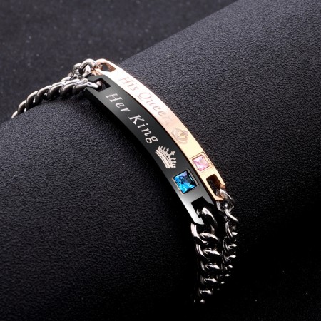 His Queen And Her King Titanium Couple Bracelets (Price For a Pair)