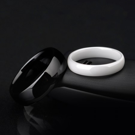 Simple White And Black  Ceramic Ring Promise Rings