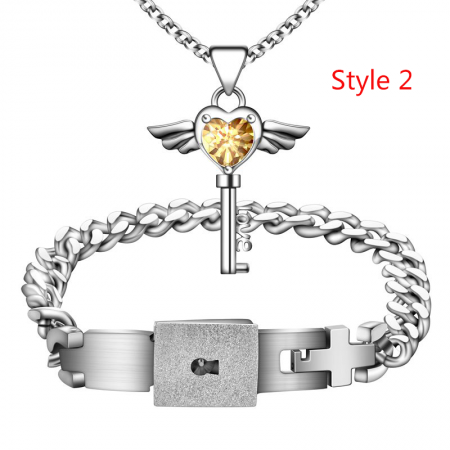 Agate Bead And Titanium Key Lock Lover S Bracelet Price For A Pair