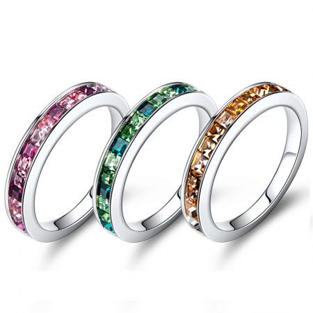 Unique Platinum Plated Sterling Silver Ring With a Gradient Of Color For Her