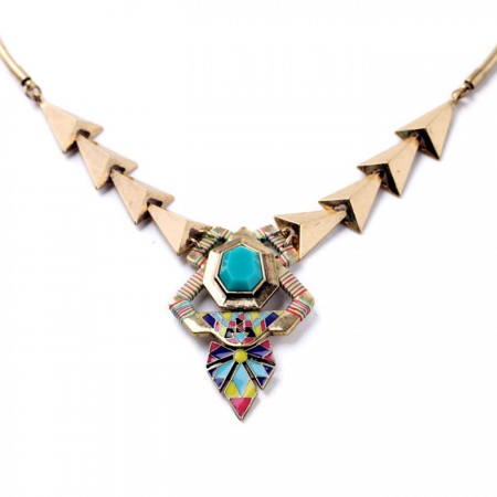 Fashion Metal Retro Geometric Triangular Statement Necklace For Women