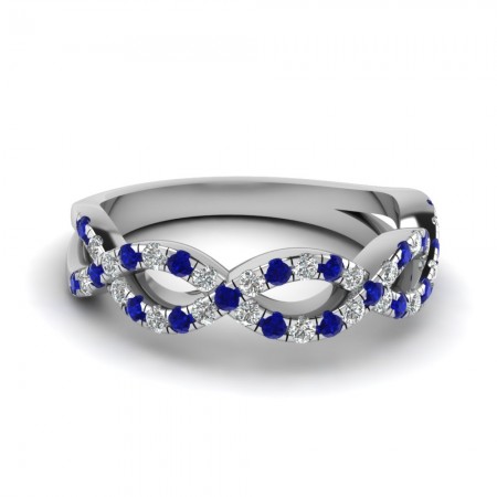 Sapphire Rhodium Plated 925 Sterling Silver Women's Wedding Band
