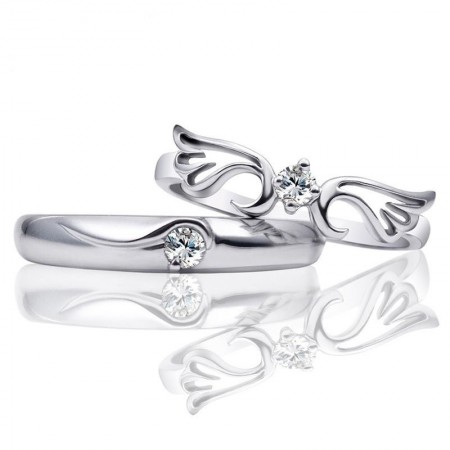 925 Silver Angel Wings Adjustable Couple Rings