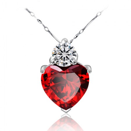 'Sincere Heart' Rhinestone 925 Sterling Silver With Gold Plated Women's Pendant